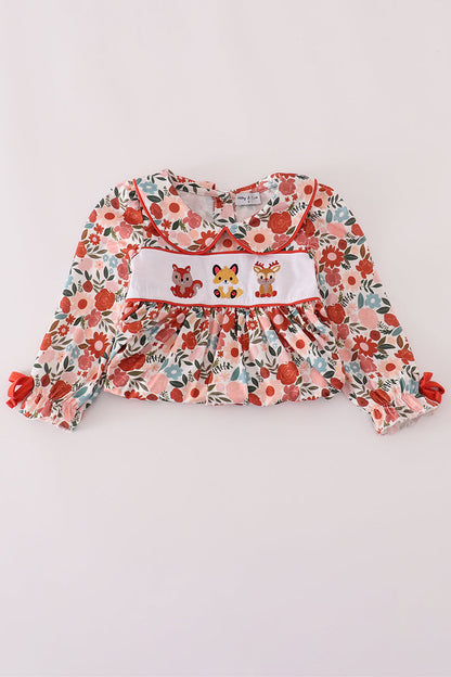 Fox embroidery floral print dress