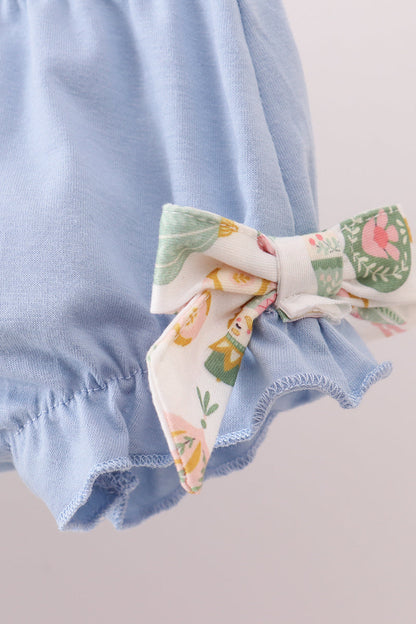 Blue nutcracker embroidery bloomer set