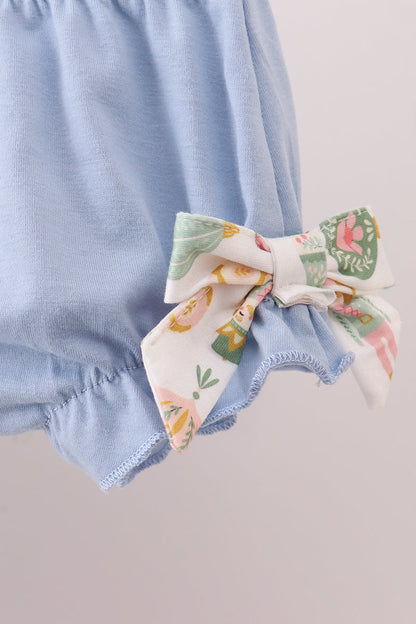 Blue nutcracker embroidery bloomer set