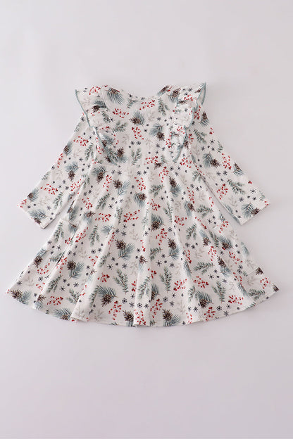 Sage ruffle dress