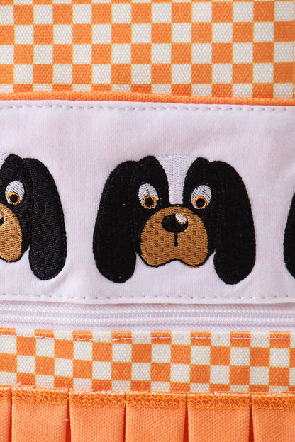 Orange Tennessee embroidery checkered ruffle backpack - Cloudling Kids Clothing