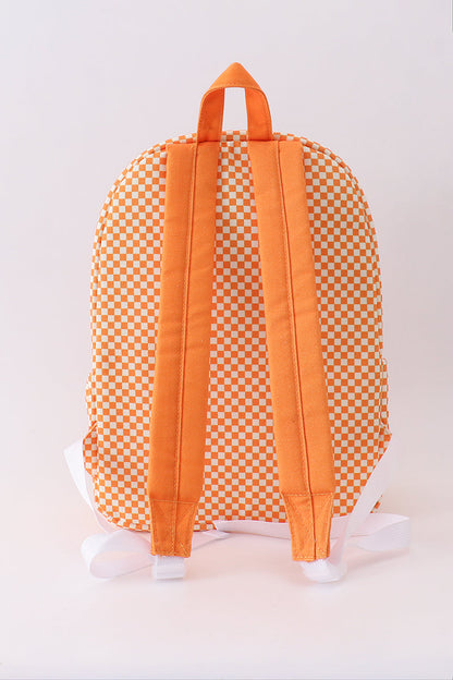 Orange Tennessee embroidery checkered ruffle backpack - Cloudling Kids Clothing