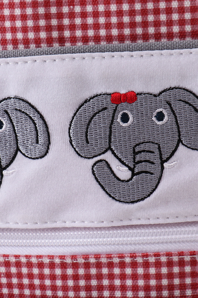 Red Alabama embroidery gingham ruffle backpack - Cloudling Kids Clothing