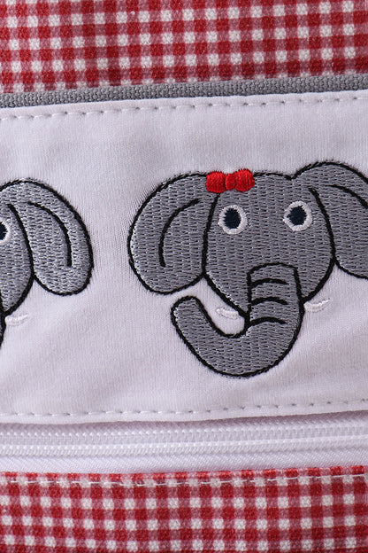 Red Alabama embroidery gingham ruffle backpack - Cloudling Kids Clothing