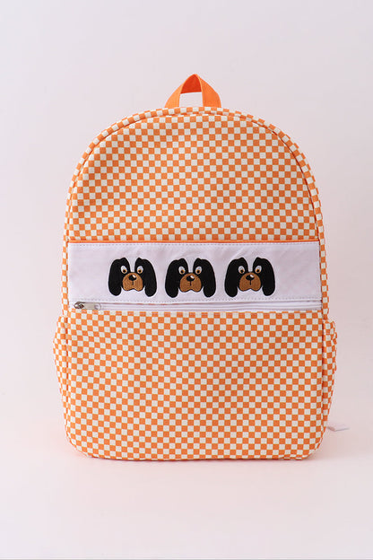 Orange Tennessee embroidery checkered backpack - Cloudling Kids Clothing