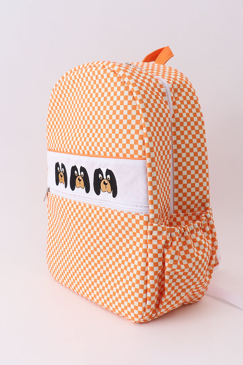 Orange Tennessee embroidery checkered backpack - Cloudling Kids Clothing