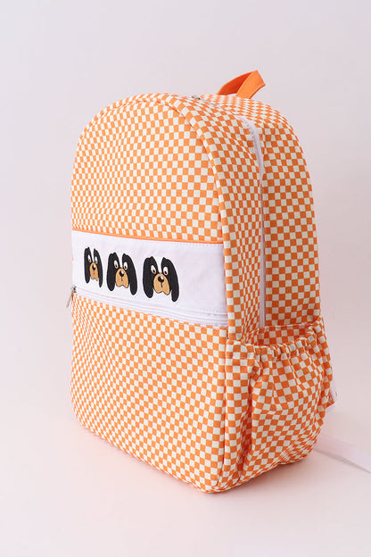 Orange Tennessee embroidery checkered backpack - Cloudling Kids Clothing
