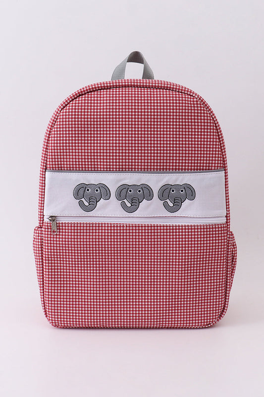Red Alabama embroidery gingham backpack - Cloudling Kids Clothing