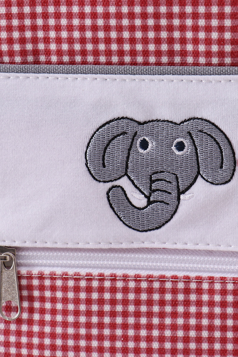 Red Alabama embroidery gingham backpack - Cloudling Kids Clothing