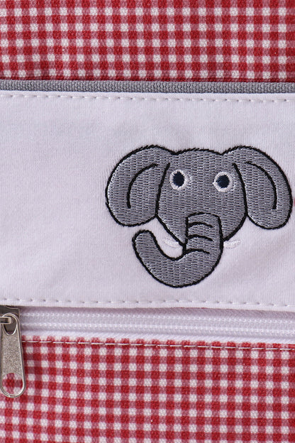 Red Alabama embroidery gingham backpack - Cloudling Kids Clothing