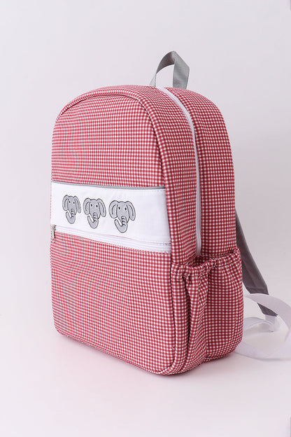 Red Alabama embroidery gingham backpack - Cloudling Kids Clothing