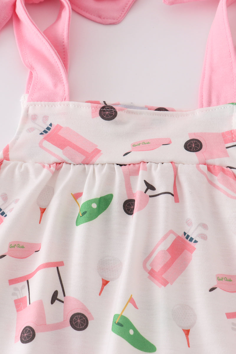 Pink golf print bloomer set - Cloudling Kids Clothing