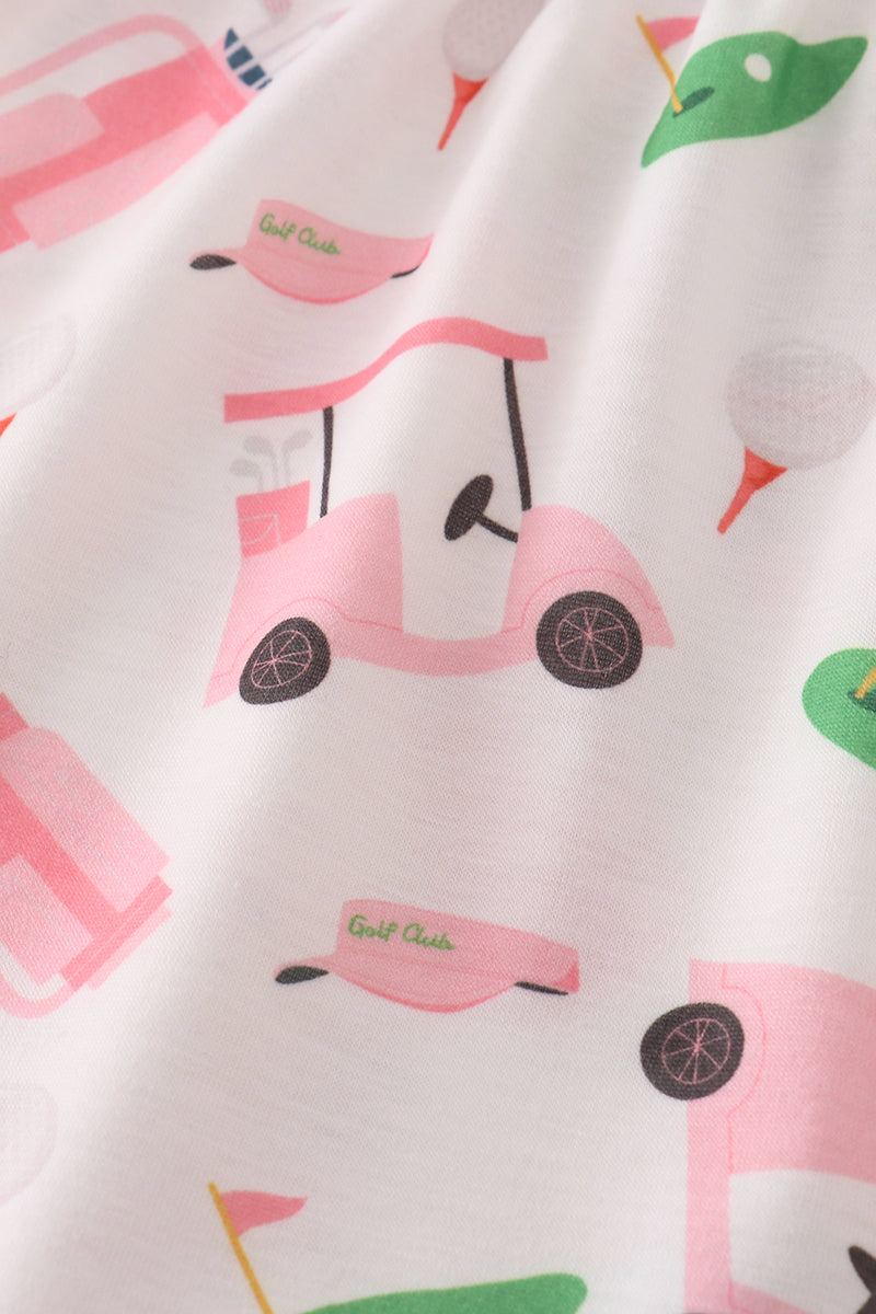 Pink golf print bloomer set - Cloudling Kids Clothing
