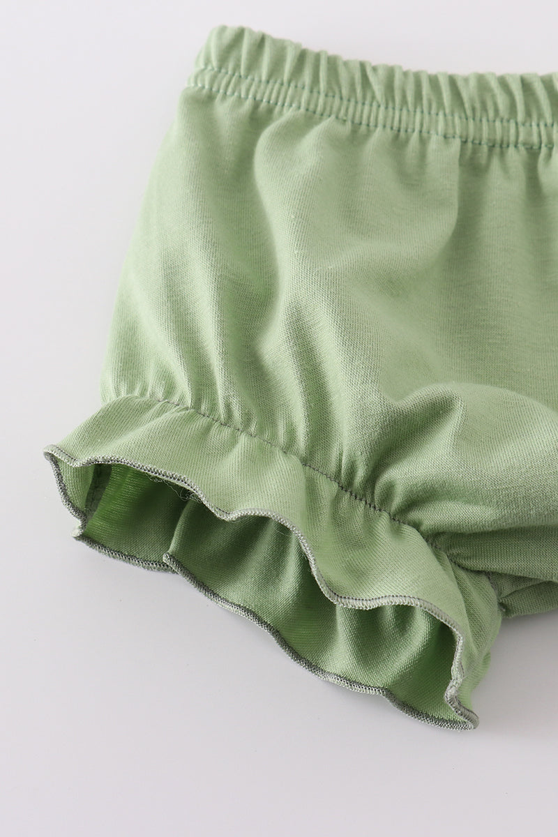Green garden rose bloomer set - Cloudling Kids Clothing