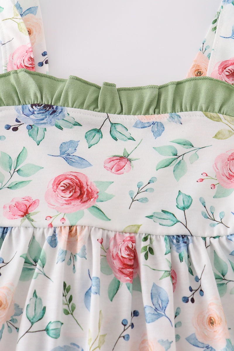 Green garden rose dress - Cloudling Kids Clothing