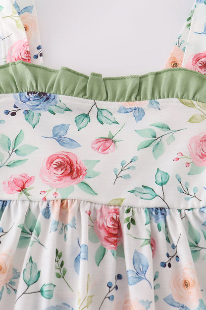 Green garden rose dress - Cloudling Kids Clothing
