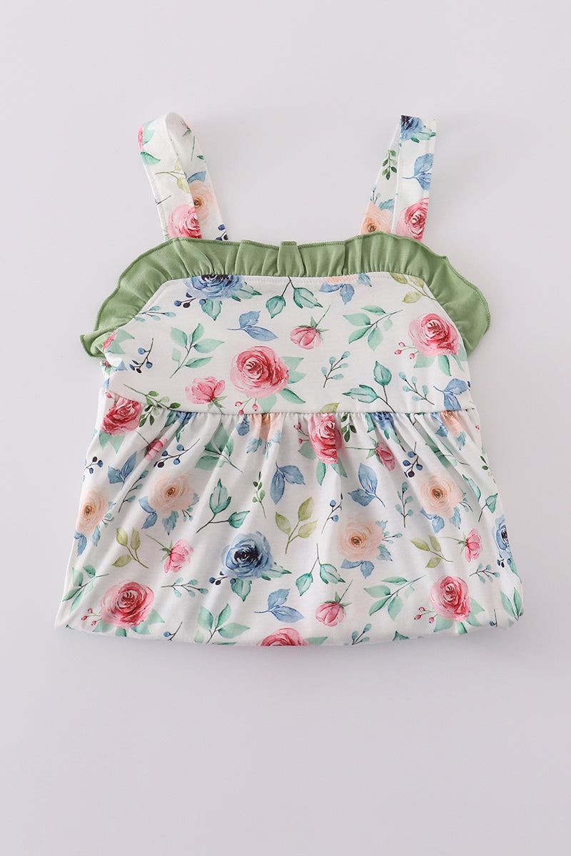 Green garden rose dress - Cloudling Kids Clothing