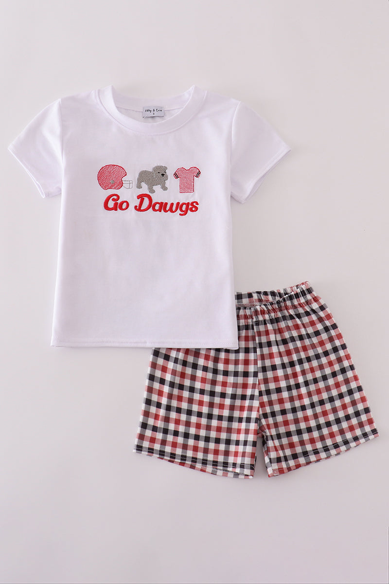 White Georgia go dawgs embroidery set - Cloudling Kids Clothing