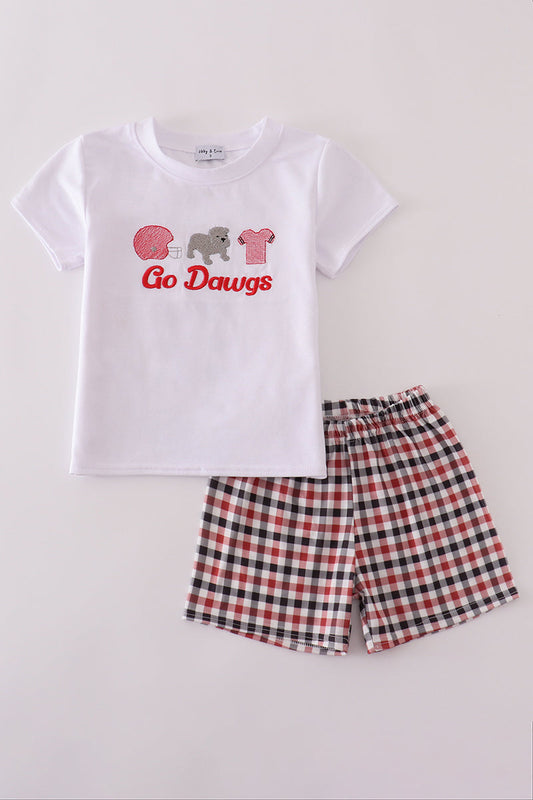 White Georgia go dawgs embroidery set - Cloudling Kids Clothing