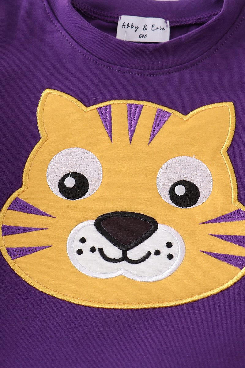 Purple gold LSU applique bloomer set - Cloudling Kids Clothing