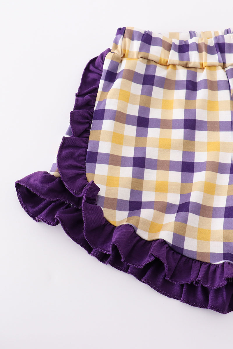 Purple gold LSU applique dress - Cloudling Kids Clothing
