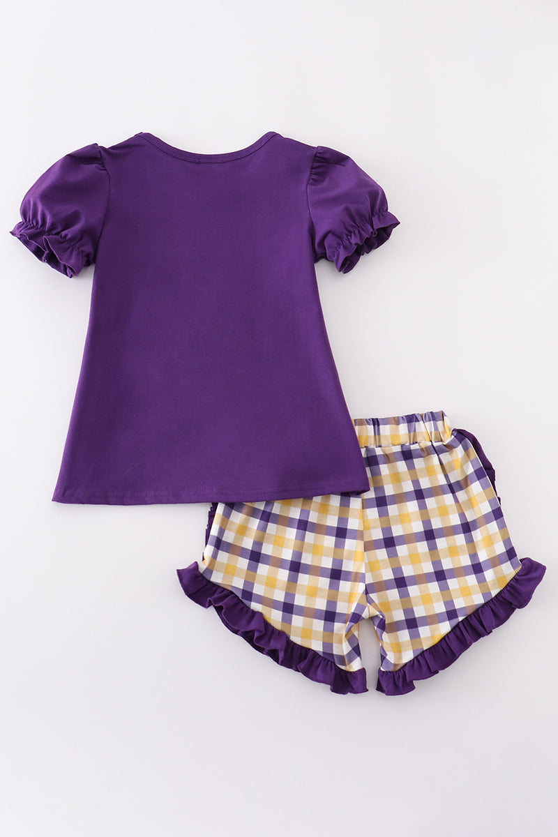 Purple gold LSU applique dress - Cloudling Kids Clothing