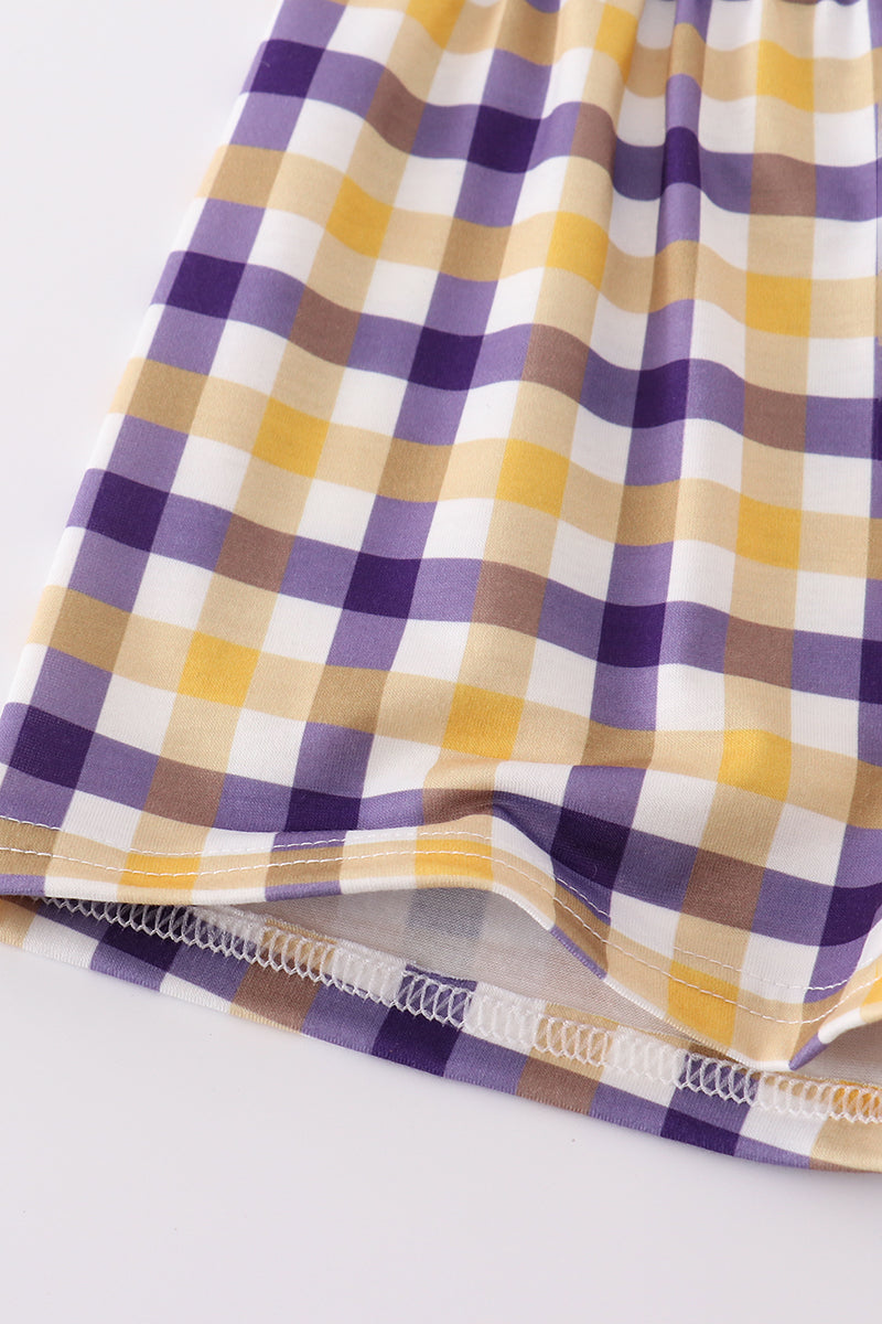 Purple gold LSU applique set - Cloudling Kids Clothing