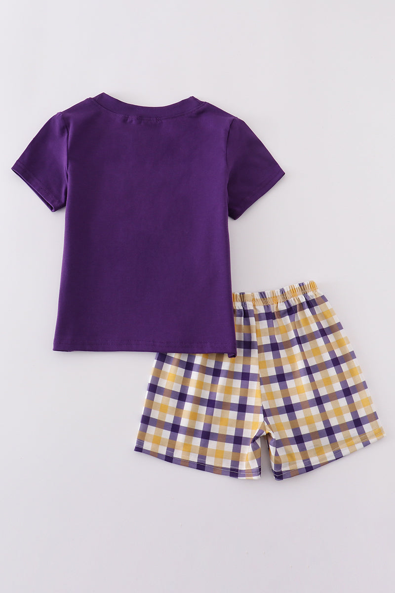 Purple gold LSU applique set - Cloudling Kids Clothing