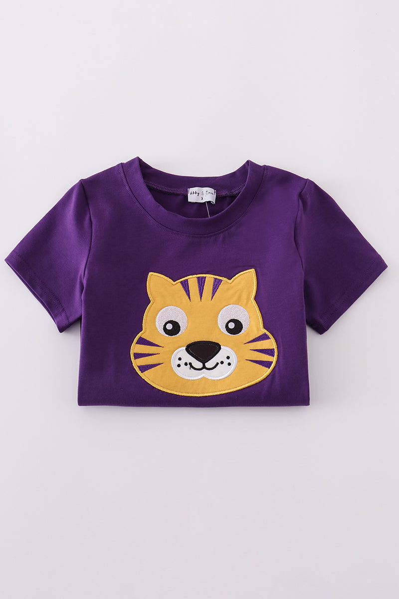 Purple gold LSU applique set - Cloudling Kids Clothing