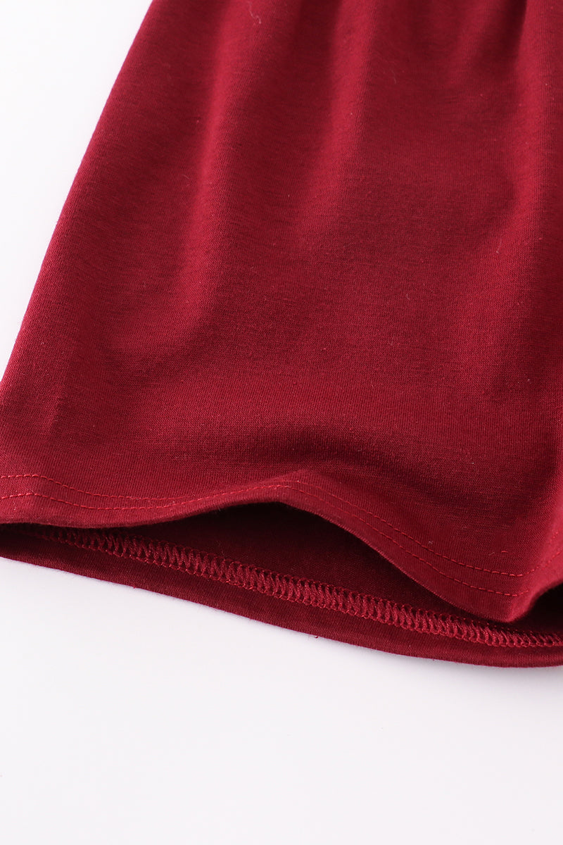 Maroon Mississippi applique stripe set - Cloudling Kids Clothing