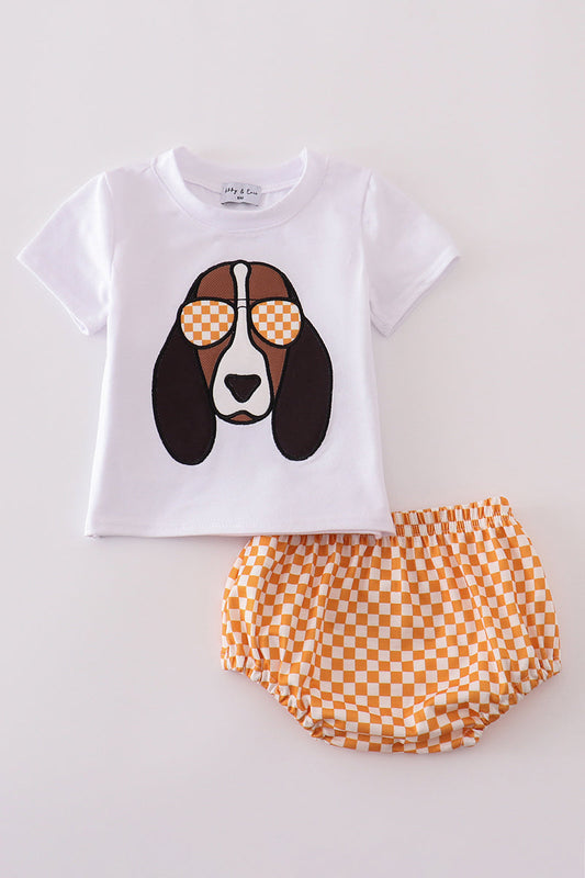 Orange tennessee applique bloomer set - Cloudling Kids Clothing