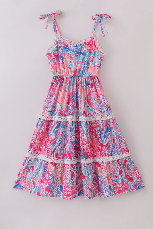 Tropical Sunset Waves mom tiered dress - Cloudling Kids Clothing