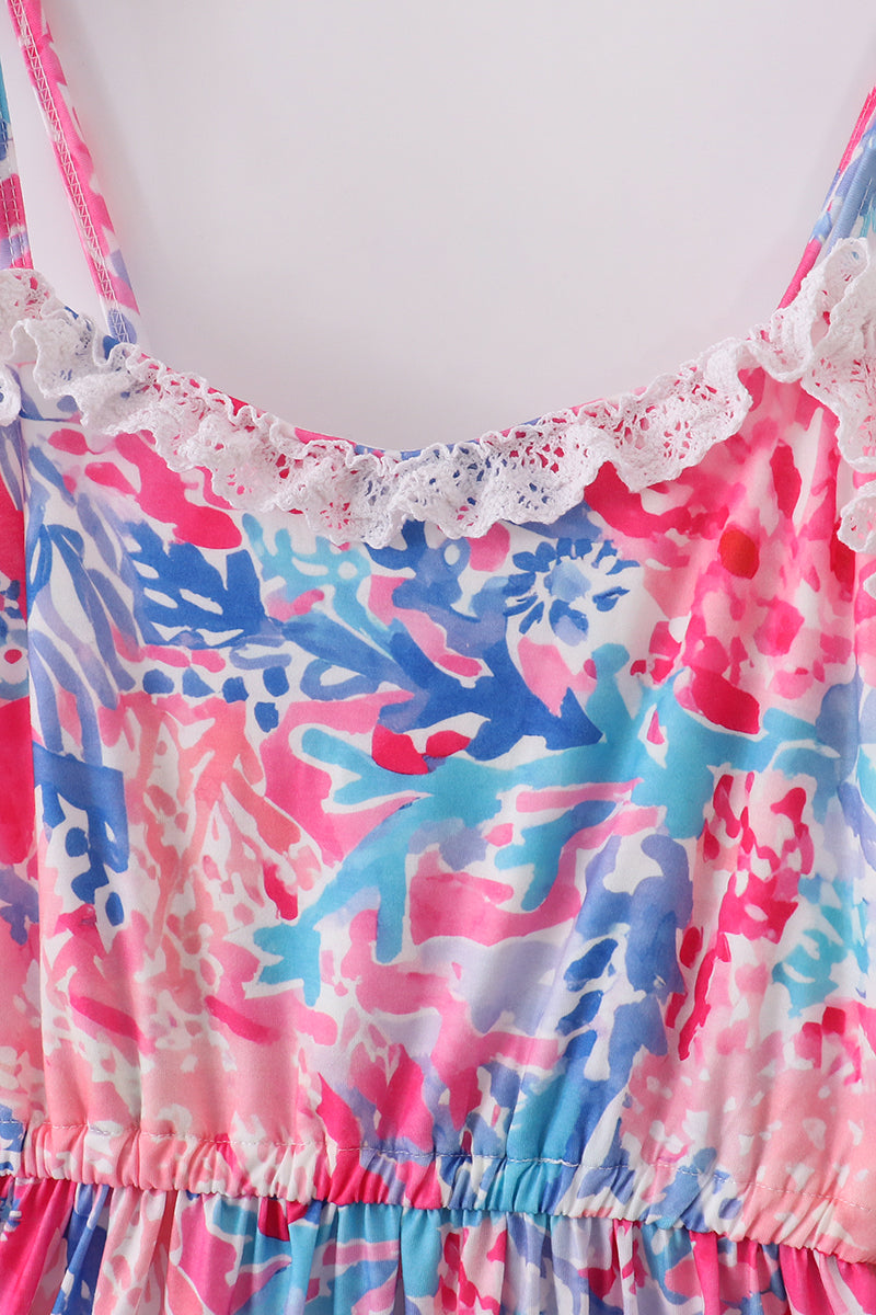 Tropical Sunset Waves mom tiered dress - Cloudling Kids Clothing