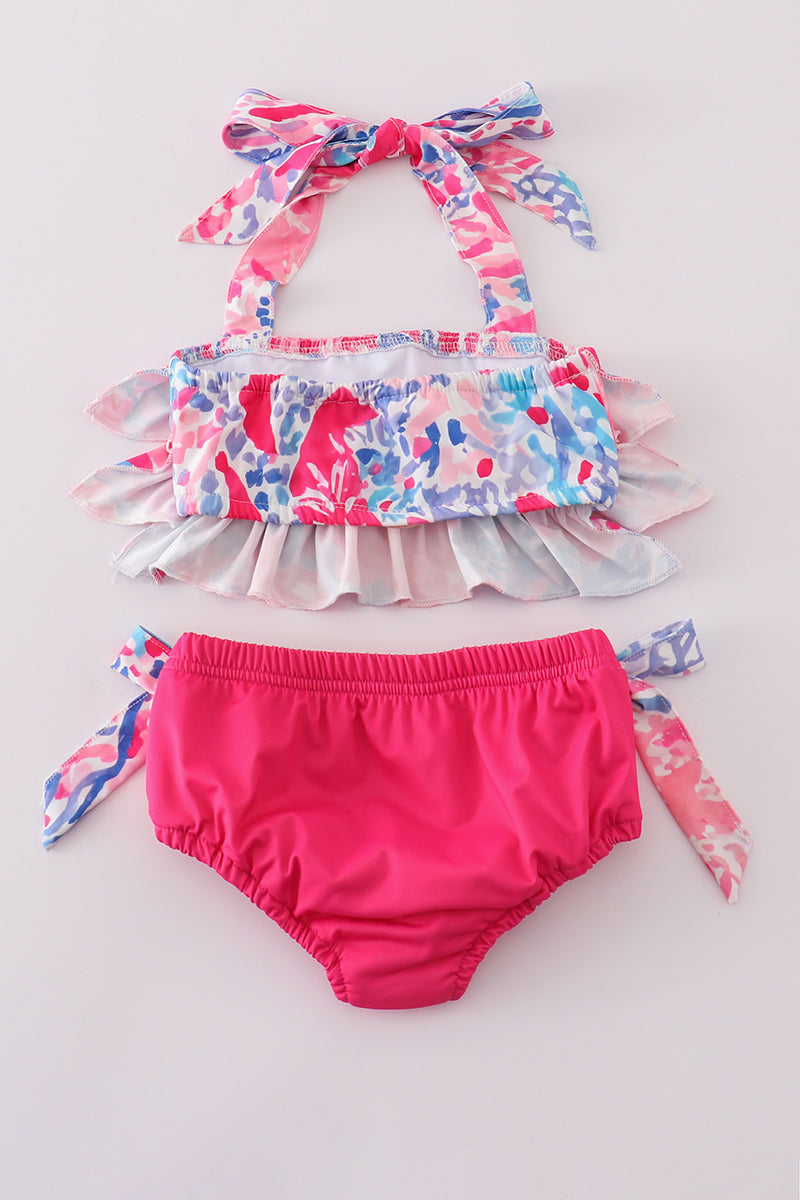 Pink Paradise Reef print 2pc swimsuit - Cloudling Kids Clothing