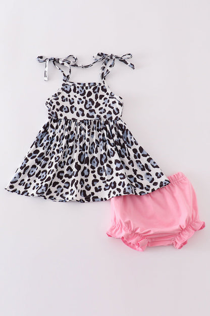 Pink leopard bloomer set - Cloudling Kids Clothing