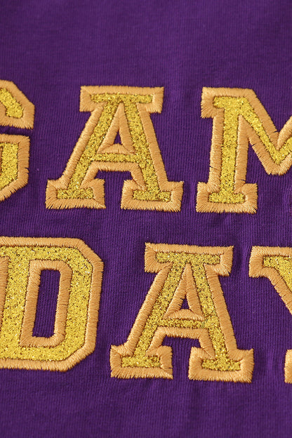 Purple gold LSU GAME DAY glitter shorts set - Cloudling Kids Clothing