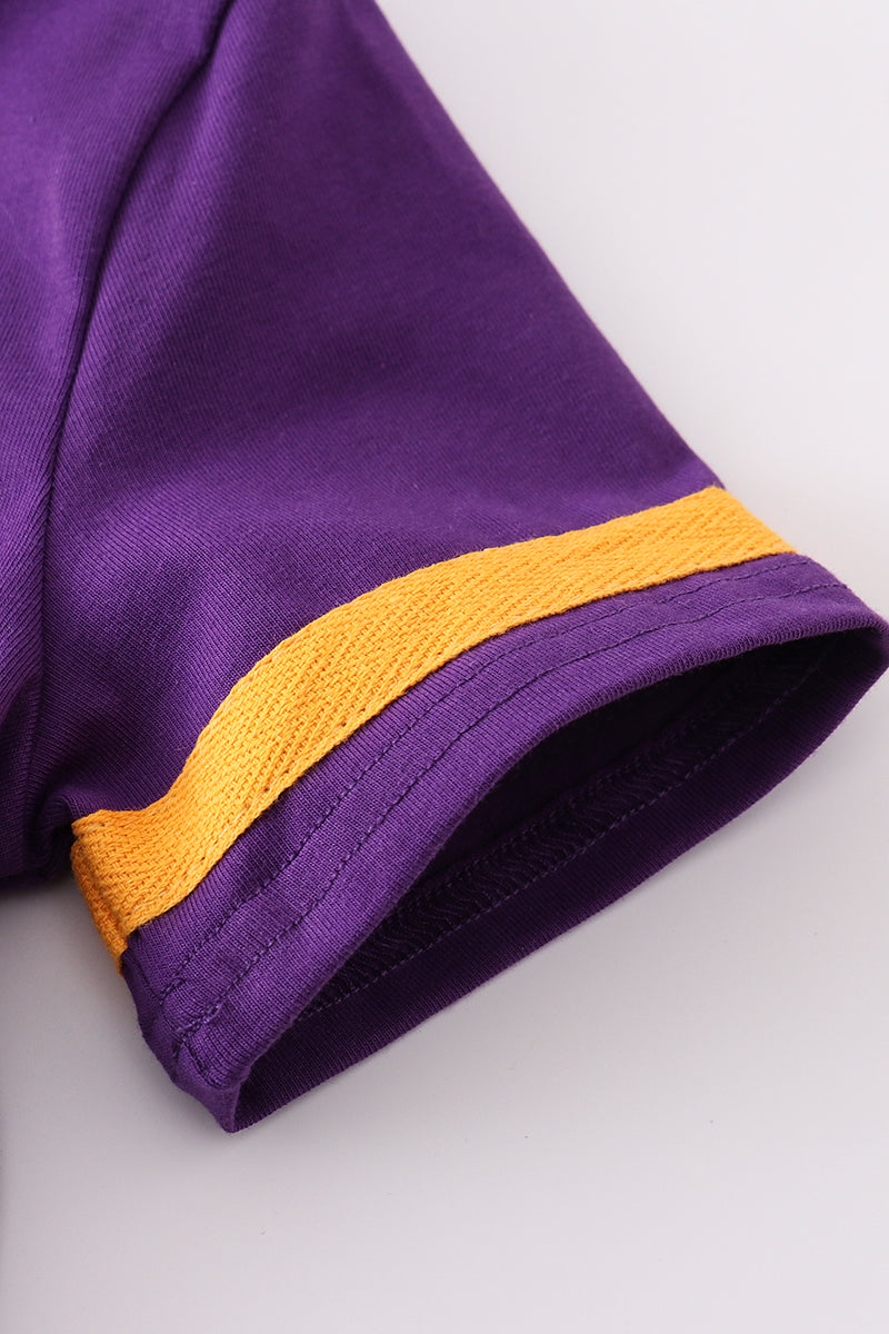 Purple gold LSU GAME DAY glitter shorts set - Cloudling Kids Clothing