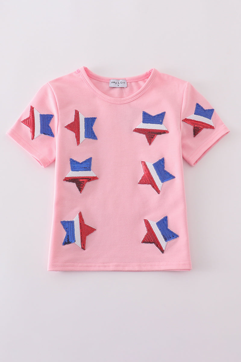 Pink star sequin mom&me top - Cloudling Kids Clothing