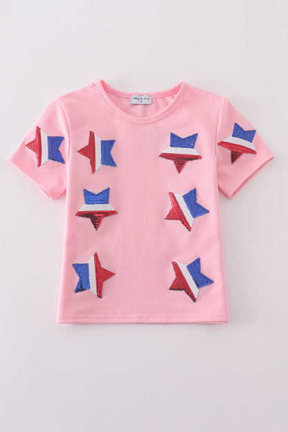 Pink star sequin mom&me top - Cloudling Kids Clothing