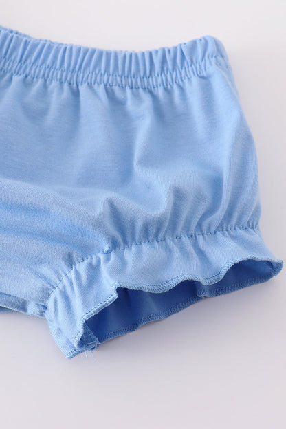 Blue toile garden bow bloomer set