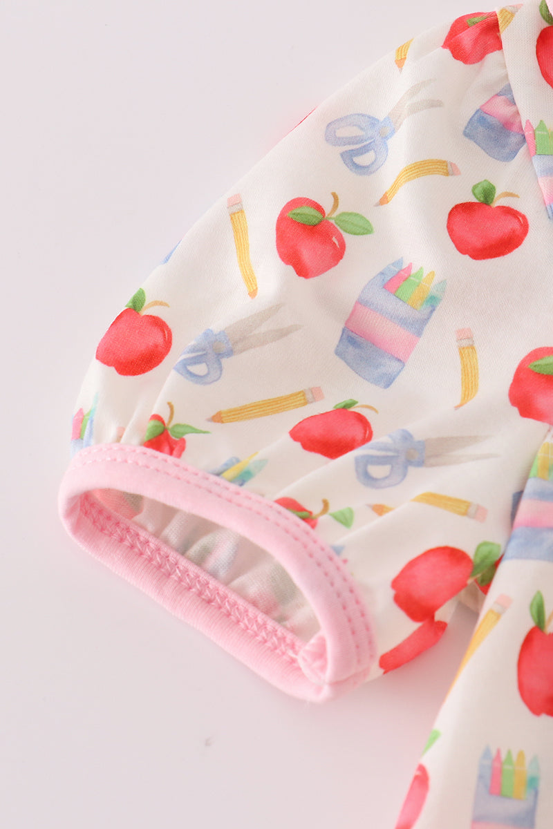 a cute apple and pencil print bubble from Cloudling Kids, perfect for playtime or school events.