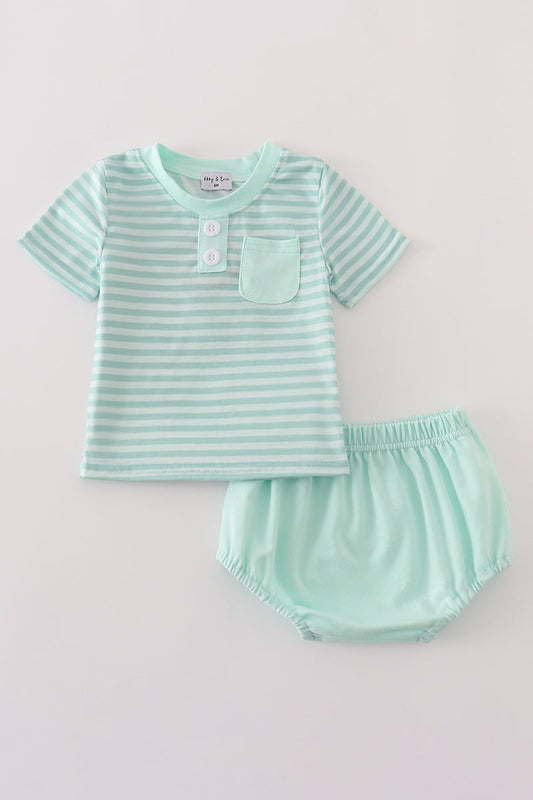 Mint stripe bloomer set