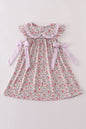 Purple floral print tiered mom&me dress