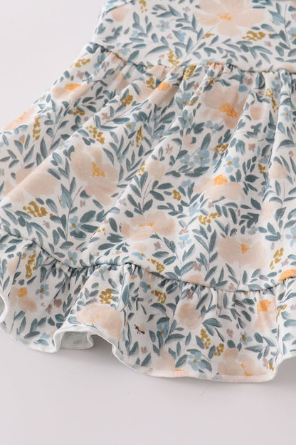 Fall floral print ruffle bloomer set