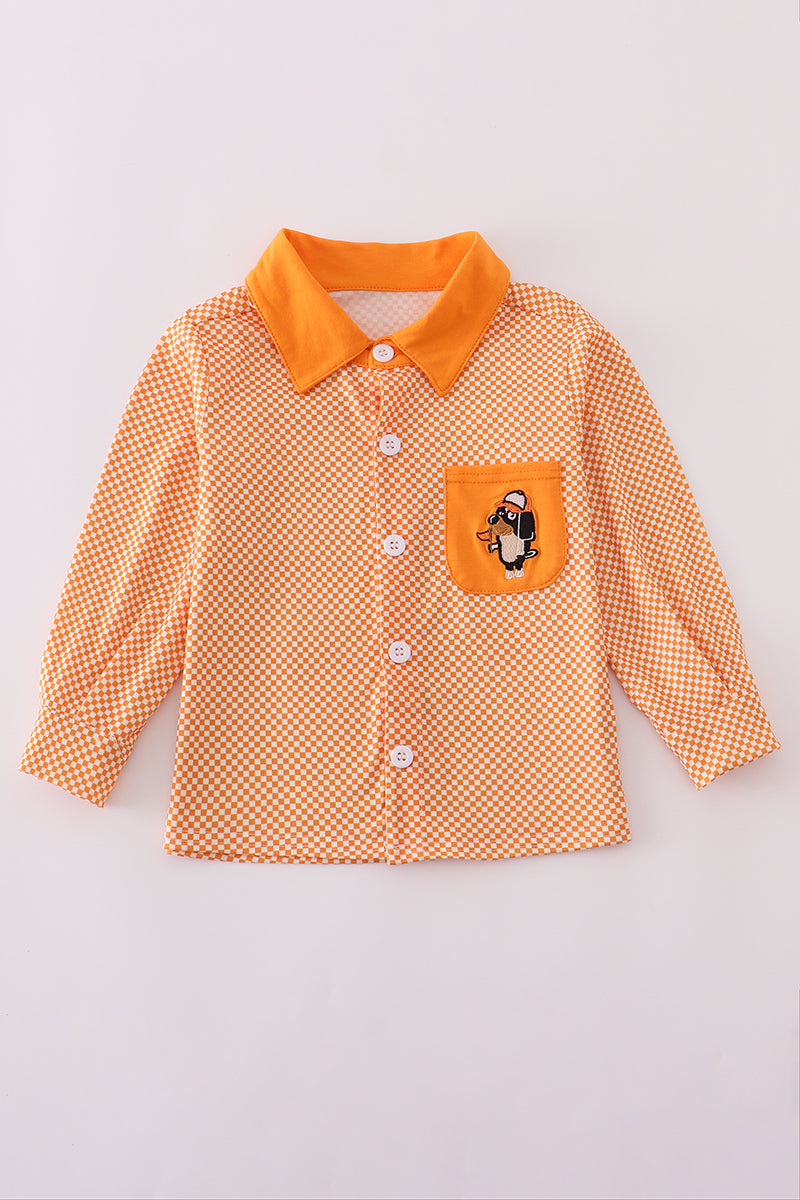 Orange Tennessee go vols applique button down shirt - Cloudling Kids Clothing
