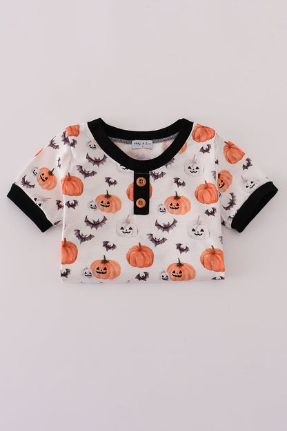 Black pumpkin print pants set