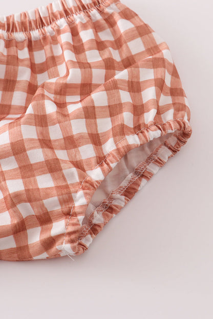 Sage turkey pumpkin embroidery bloomer set