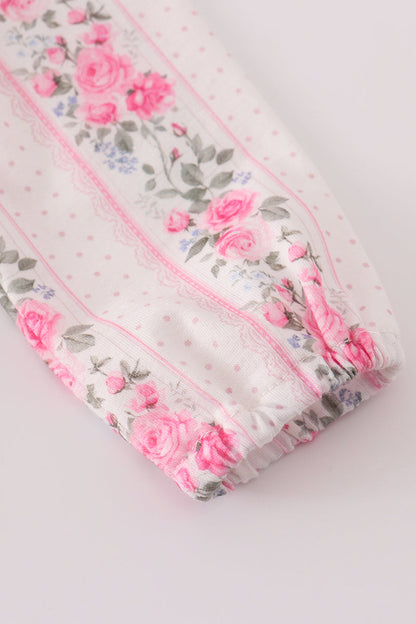Pink floral print ruffle bubble