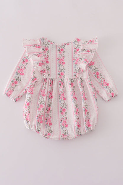 Pink floral print ruffle bubble