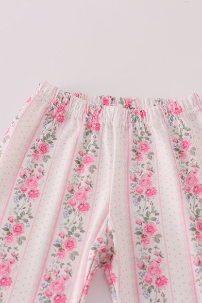 Pink floral print pants set